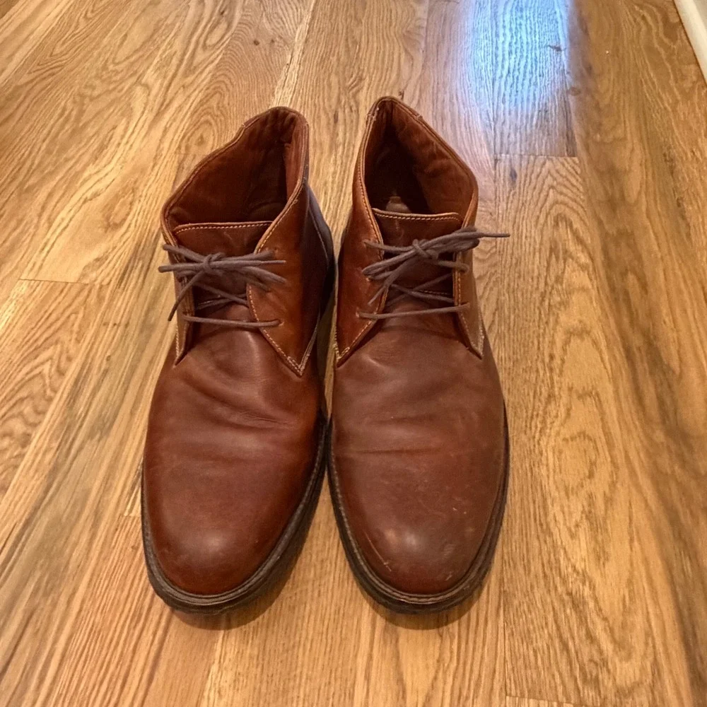 Johnston & Murphy Mens Tan Leather Chukka Boots Memory Foam 14M 25-2022